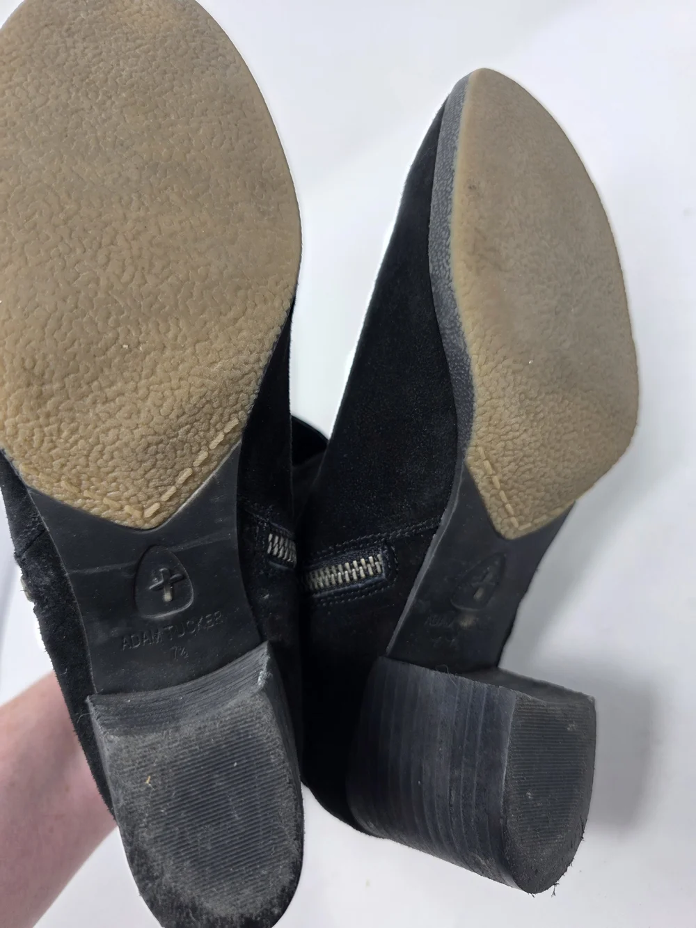 Adam Tucker by Me Too Black Suede Ankle Boots Women’s 7.5M Side Zip Foldover